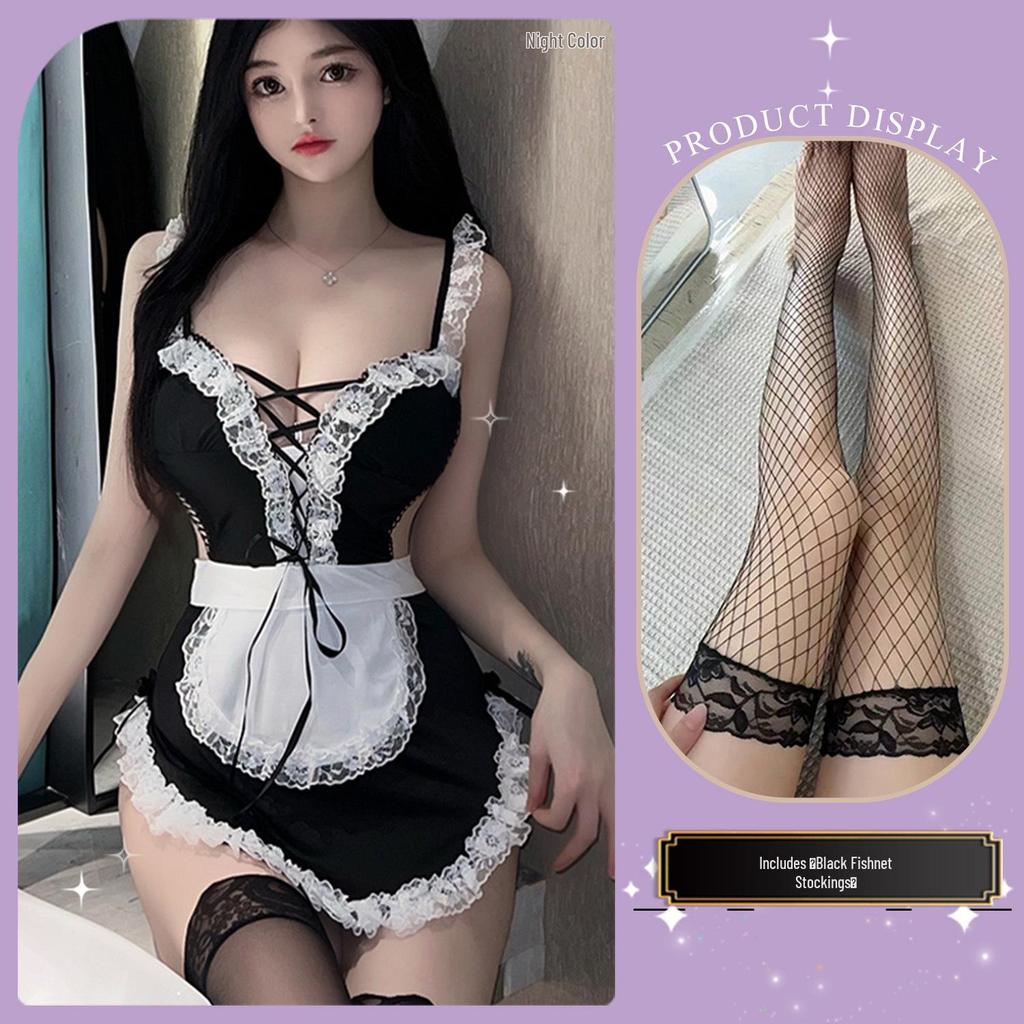 Passionate Lace Maid Roleplay Nightgown Set
