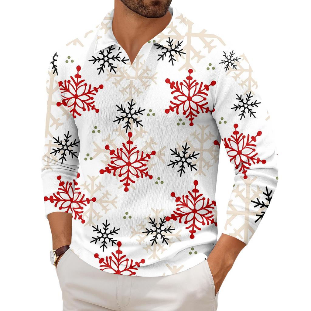 Men's Casual Collared Long-Sleeve Knit Base Layer Top