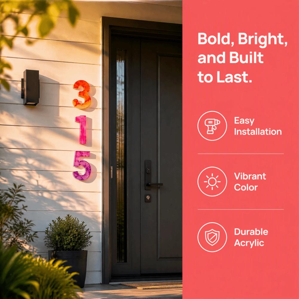3D Raised Door Number Plaque Waterproof Address Number Sign House Number Stickers Hotel