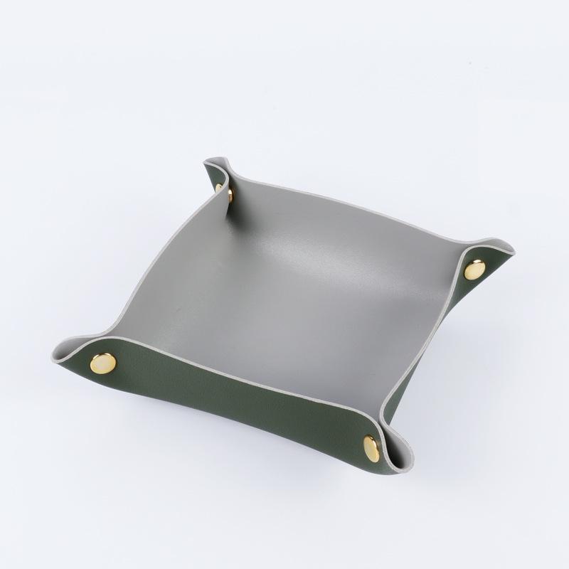 Nordic-Style Leather Desktop Organizer Tray for Cosmetics, Jewelry, Keys