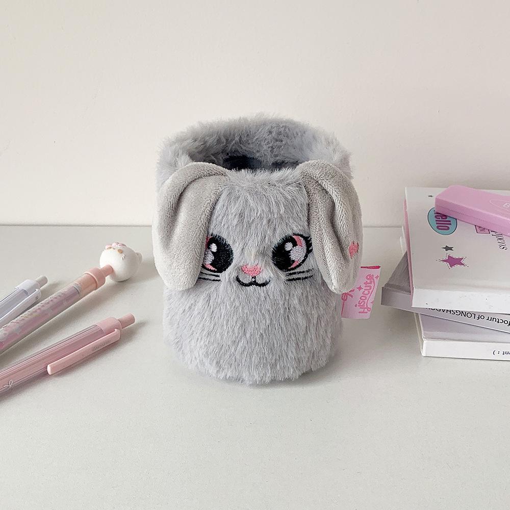 Portapenne Peluche Gatto Cartone Animato Creativo - Elegante Organizer da Scrivania per Studenti e Decorazione per Stanza del Dormitorio.