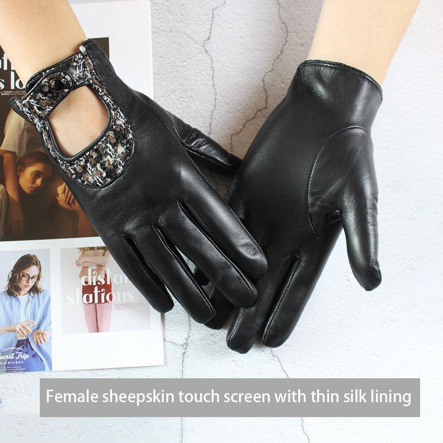 Summer Driving Leather Driver Gloves Women's Fashion New Thin Unlined Black Sheepskin All Finger Motorcycle Riding Gloves