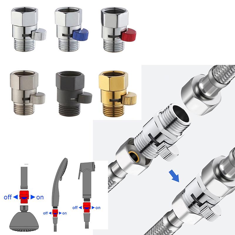 Zawór Stop Wody Prysznicowej Pełny Mosiądz G1/2" Szybka Kontrola Przepływu Zawór Odcinający Głowica Prysznicowa Oszczędzacz Wody Pistolet Natryskowy do Toalety