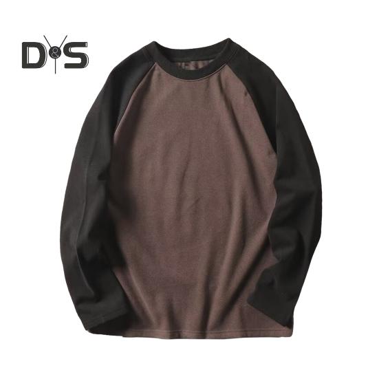 

Мужская лоскутная толстовка свободного покроя с круглым вырезом, классическая осенне-зимняя мягкая теплая свободная повседневная уличн 2XL кофейный