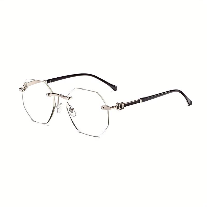 

Men Rimless Design Reading Eyeglasses Polygon Big Frame Presbyopic Eyeglasses With Blocking Blue Ray Business +1.0+2.0+2.5+3.0 Unisex Design 1