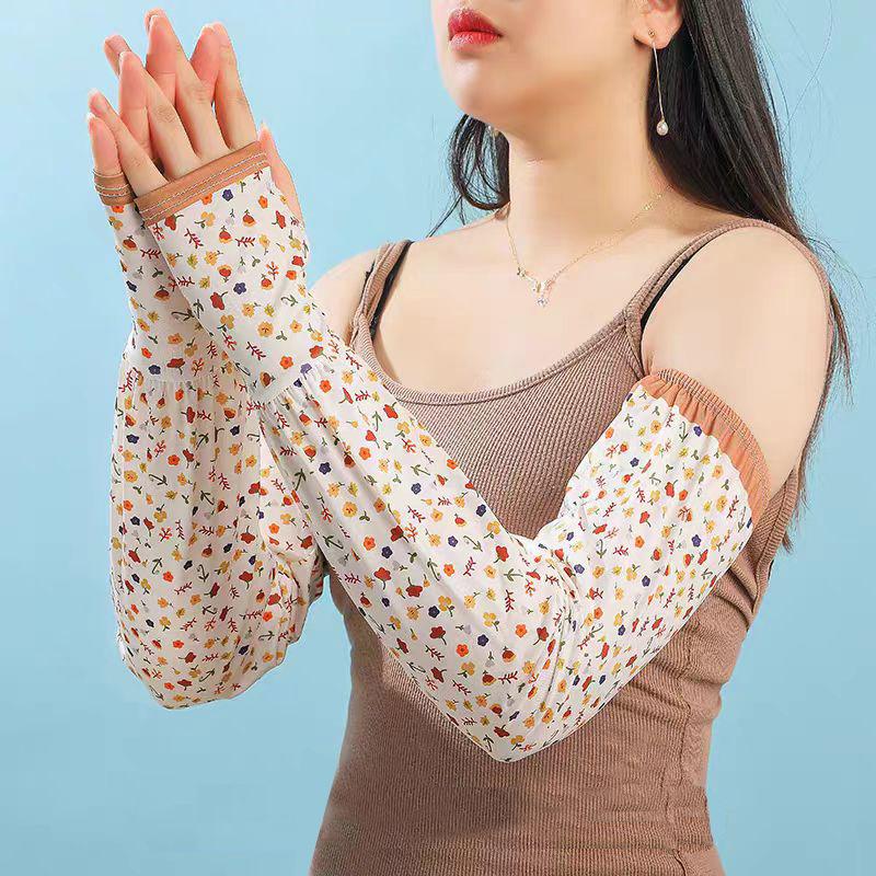 Women Girls Summer Ice Silk Sunscreen Sleeves Sun Protection Arm Covers Outdoor Cycling Driving Cool Anti-Uv Arm Sleeves