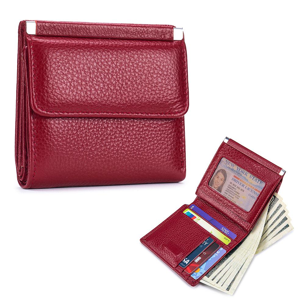 New Short Wallet, Women's High-end Storage Bag, First-layer Cowhide Wallet, Multi-function Card Bag, Change Bag.