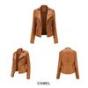 European Women's Beaded Leather Motorcycle Jacket - Long Sleeve, Lapel, Thin Fashion for Spring and Autumn 2023
