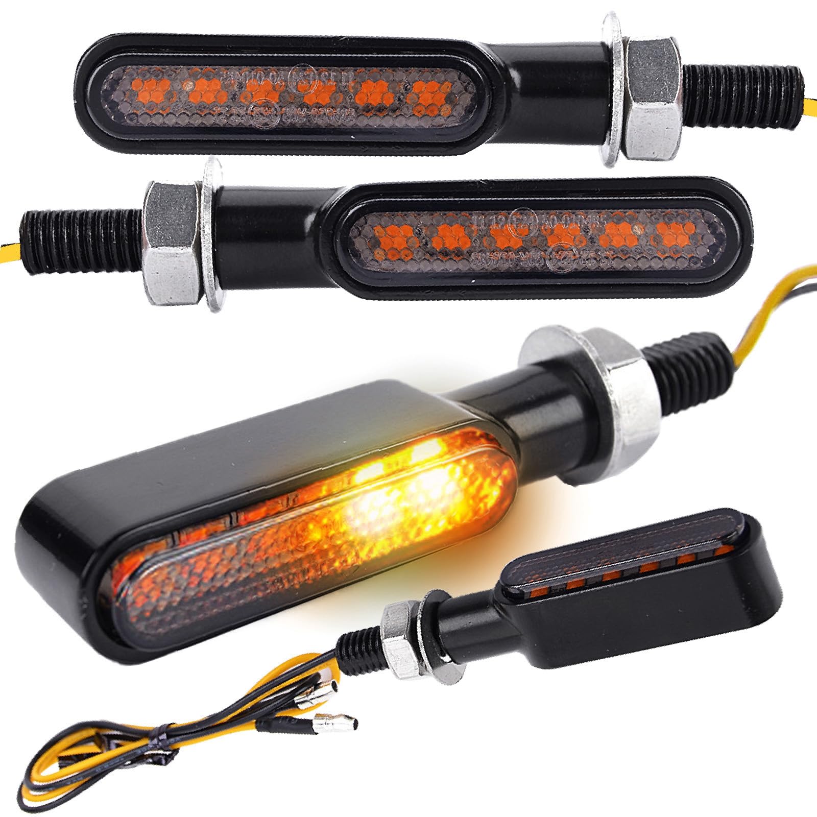 

PIENSE Мотоциклетные поворотники Универсальные светодиодные 2 шт. 4 шт. в комплекте Последовательные Мини Маленькие Бегущие (4) чёрный