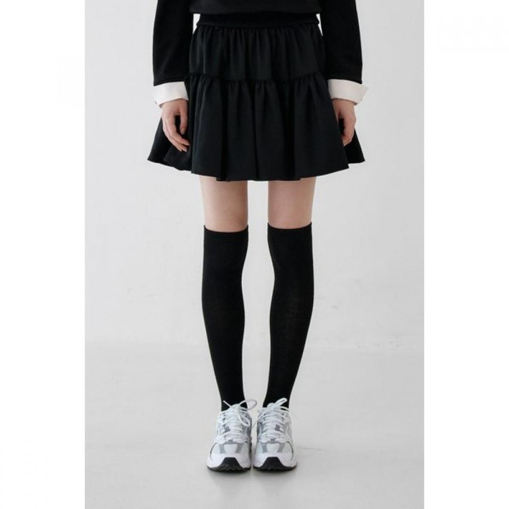 Goxo Double Flare Skirt Black   Smile Heart S(26-27)