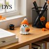 Trend Halloween Gifts 3D Printed Cute Ghost Figurine with Pumpkin Milk Tea, Orange Creative Holiday for Friends Beanie Desk Ornaments, Funny Gift And