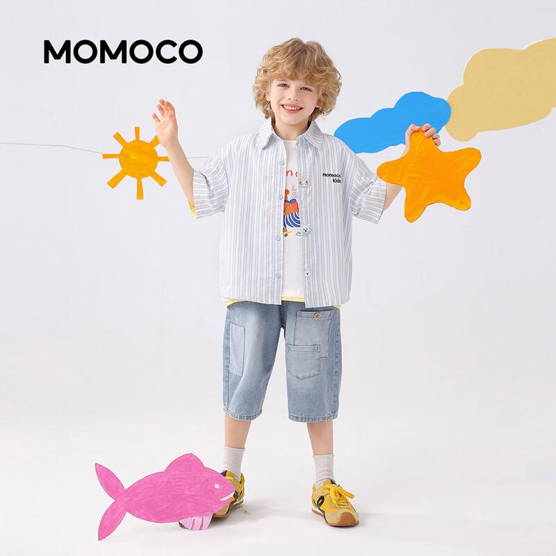 MOMOCO Boys' Short Sleeve Stripe Casual Shirt