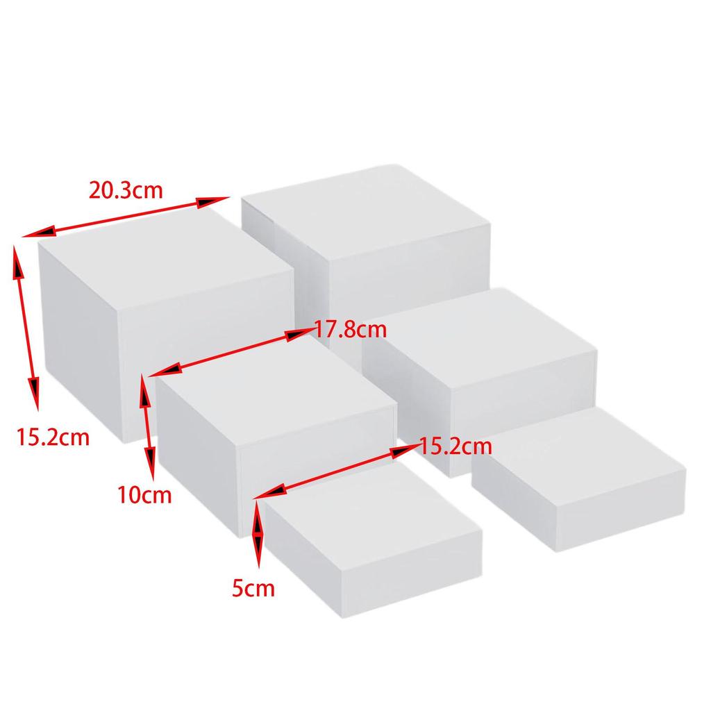 6Pcs Acrylic Riser Display Stands Food for Dessert Buffet Table White