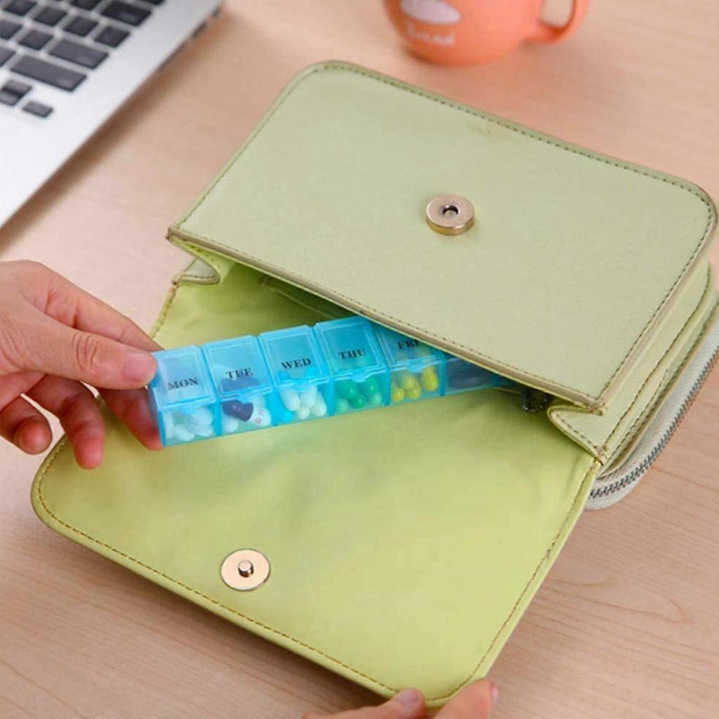 2 PCS Weekly Pill Organizer 7 Day Pill Box Organizer Medicine Box Tablet Dispenser Organiser Storage Case Portable