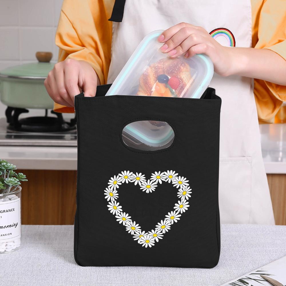 Lunch Bag Breakfast Box Bags Women Portable Hand Pack Picnic Travel Products Daisy Printed School Food Storage Bags Bento Pouch
