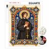 5D Framed Pearl Painting Kit Saint Religious Christian Icon Pattern Sparkling Bead Art Canvas Ready to Display Romantic Home Decor Gift