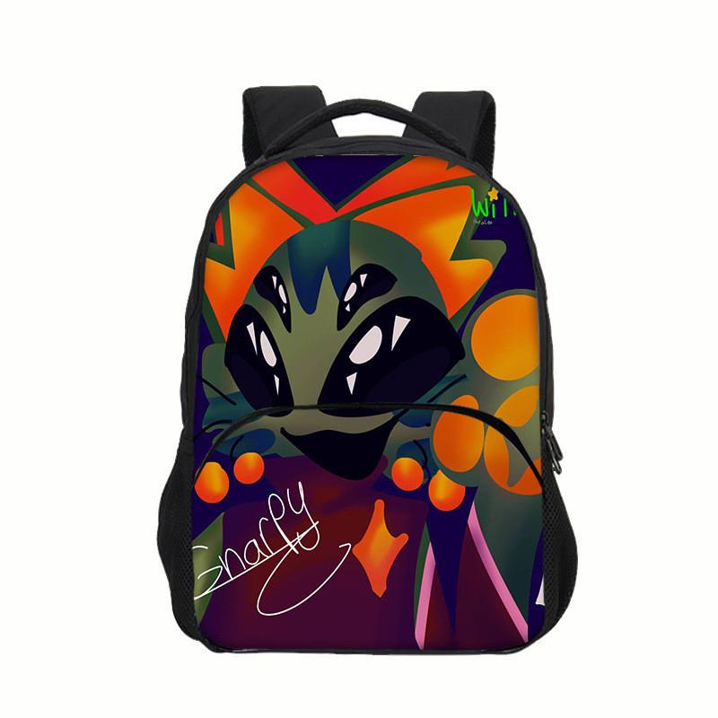 Regretevator Gnarpy Green Cat Backpack With Printed Design For School Use