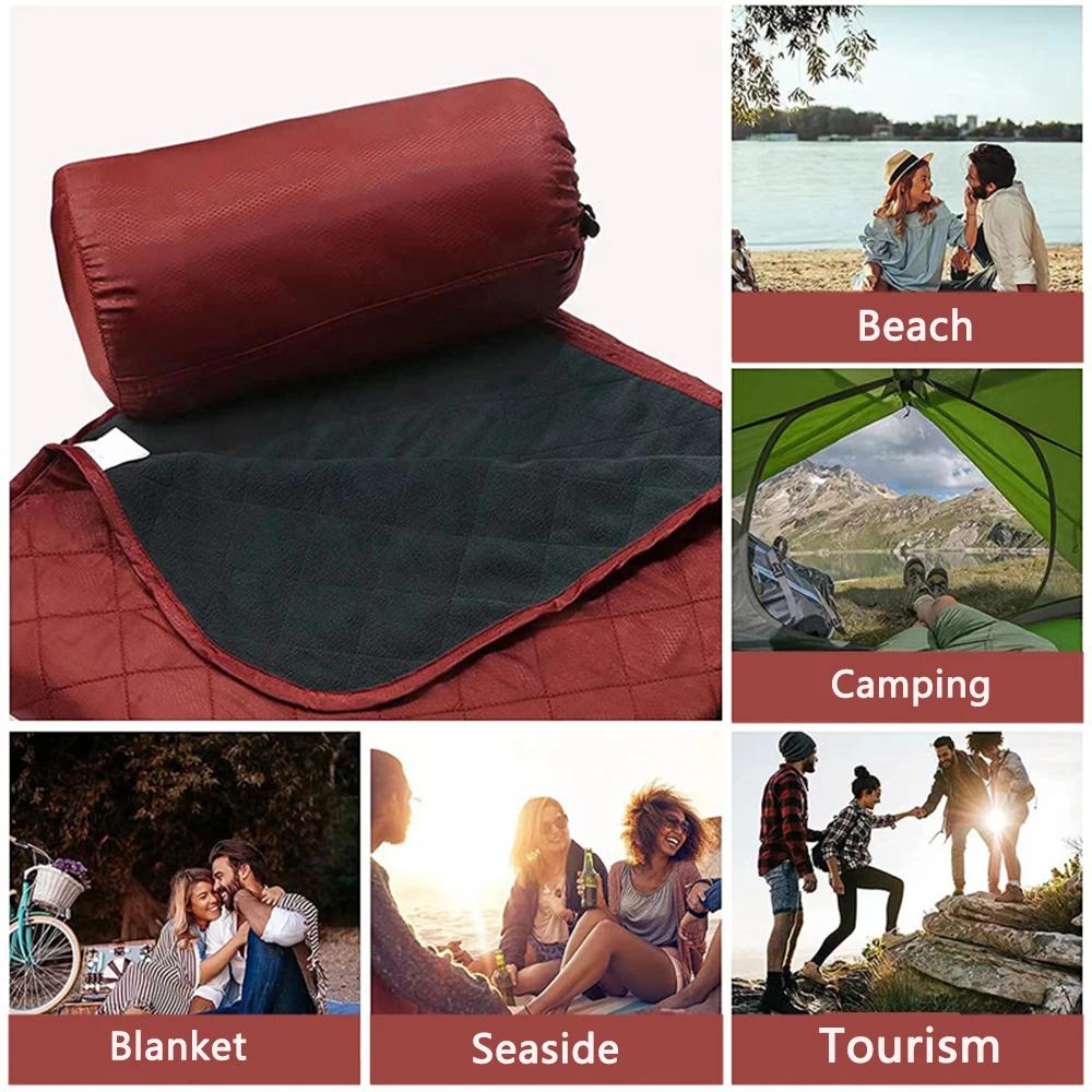 Waterproof Outdoor Blanket Windproof and Warm Extra Thick Fleece Great for Camping, Picnics, Beaches, Stadiums