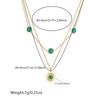 18K Gold Plated Layered Turquoise Sun Pendant Necklace, Dainty Double Chain Boho Choker for Women, Trendy Jewelry