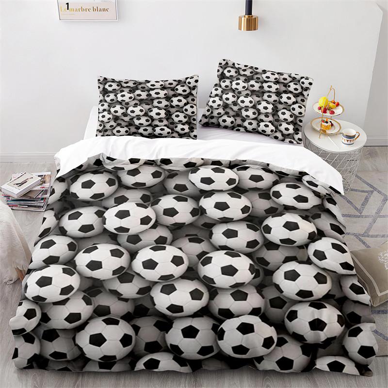 3D Soccer Duvet Cover Set King Queen Watercolor Football Bedding Set Youth Sports Theme Quilt Cover For Boys Dorm Room