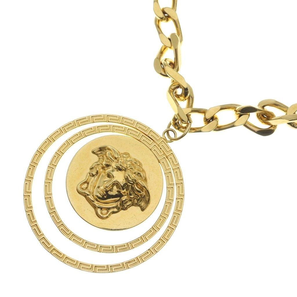 Used VERSACE Medusa GP Chain Long Necklace Gold
