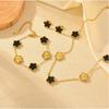 Double-Sided Lucky Clover Titanium Steel Necklace Earring Set Women Minimalist Fashion Daily Wear