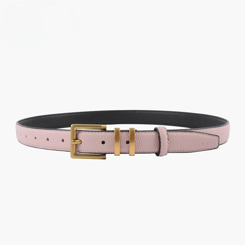 

Top Layer Cowhide Lychee Pattern Genuine Leather Women s Belt Simple Retro Belt with Jeans Casual Pants Width 2.3cm 105cm