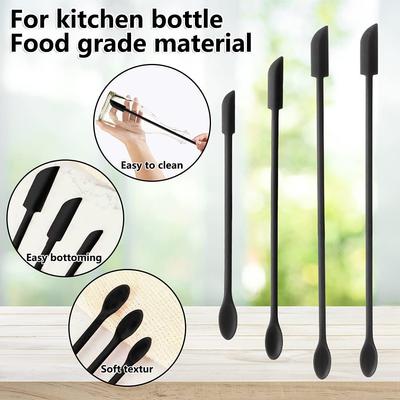 3 Adet Çift Başlı Mini Silikon Spatula İnce Kavanoz Makyaj Tereyağı Kek İçin Uzun Kavanoz Kek Krem Reçel Kazıyıcı Spatula Seti