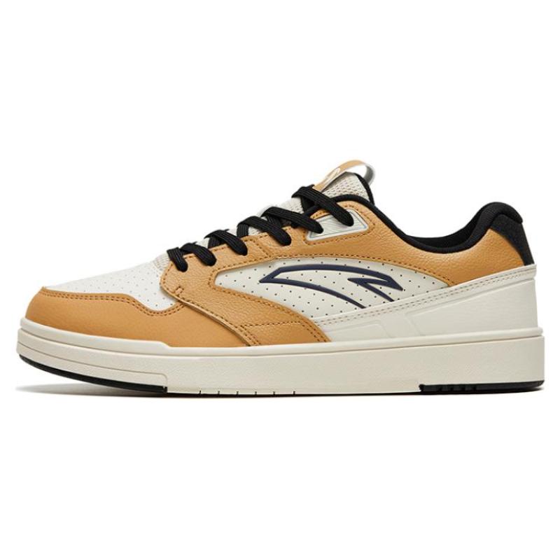 Anta Slip Resistant, Abrasion Resistant, Lightweight Low Top Skateboard Shoes Men's White Yellow Sneakers 912318016-5