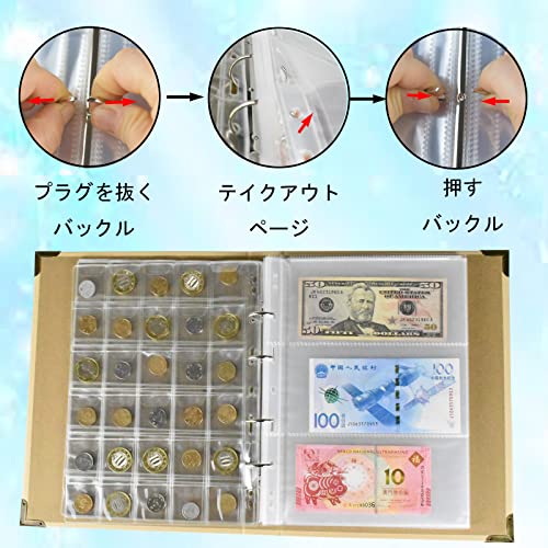 6KJFEIWG Coin Album Commemorative Coin Collection Case (180 Pockets World Banknote Holder 300 Coin) Coin Album Plastic