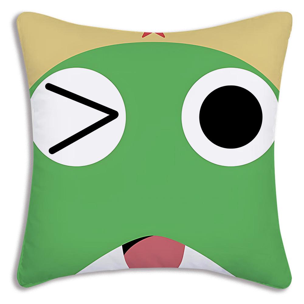 Hot Gunsous K-Keroro frog Pillow Covers Cartoon Sofa Decorative Home Double-sided Printing Short Plush Cute Cushion Cover