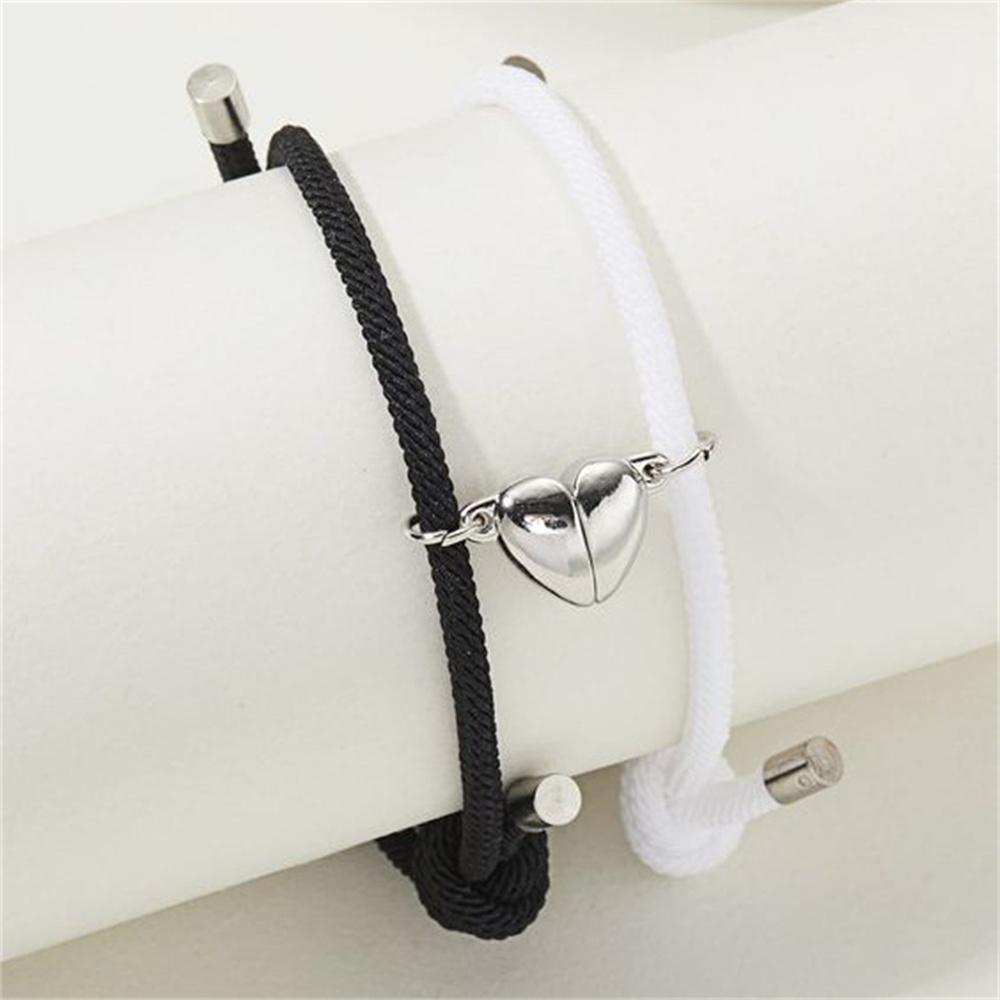 Fashion Couple Bracele With Star Moon Magnetic Pendan Handmade Rope Chain Bracelet Friendship Minimalist Jewelry Gift Men Women