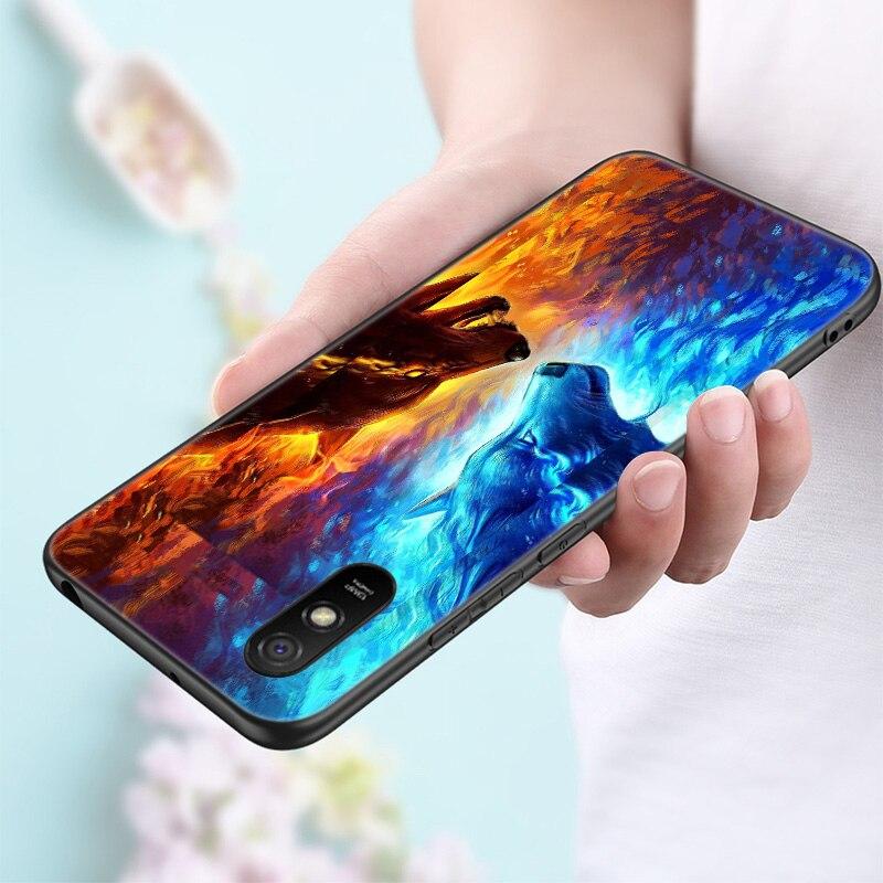 Tier Wolf Kunst Silikon Telefon Fall Für Xiaomi Redmi Hinweis 11 10 9 8 Pro 11T 10T 10S 9S 8T 9 9A 9C 9T Schwarz Soft Cover Coque