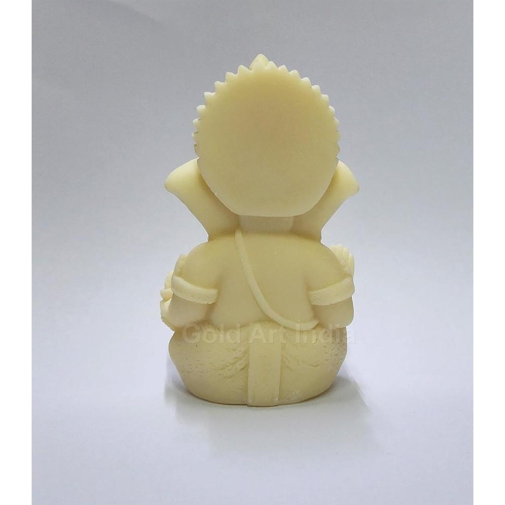 3D Ivory Ganesh Idol for Car Dashboard Small Ganesha Murti Ganpati Idol for Home Decor Puja Lord Ganesh Statue Gift