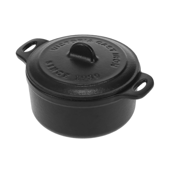 Mini Cocotte en Fonte Émaillée à Induction 10cm, 0,3L, 1-2 Portions, sans PFOA Victoria 39202 Noir 39202