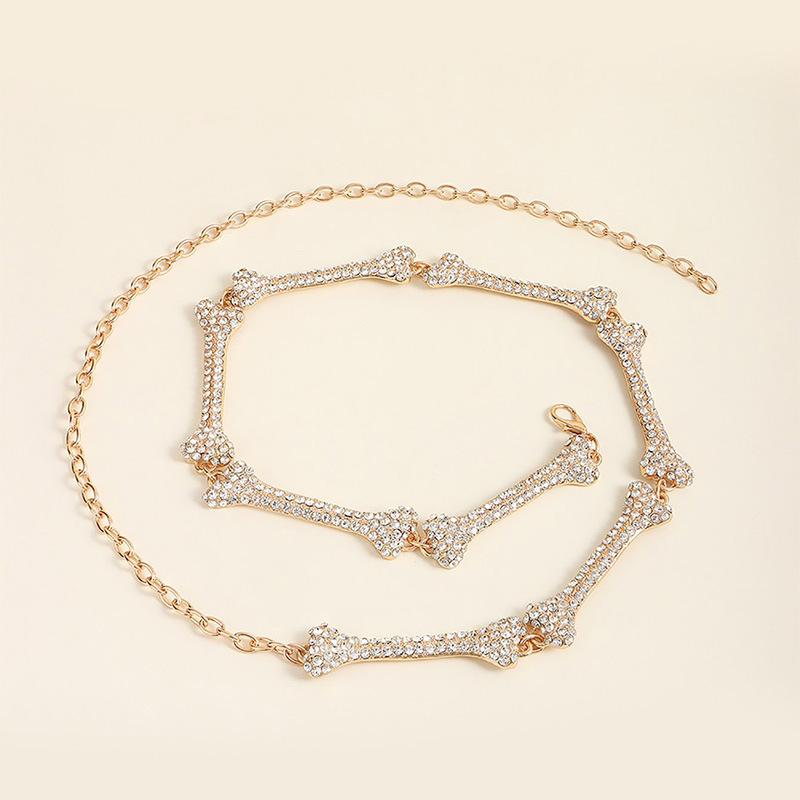 Premium Women's Waist Chain Bone Rhinestone Metal Waist Chain Fashion Luxury Women's Waist Chain