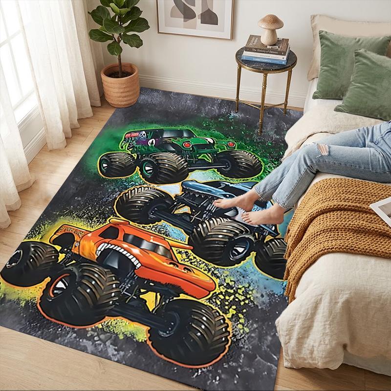 Monster Trucks Living Room Nonslip Area Rug Soft Carpet For Bedroom Game Playroom Sofa Office Home Decor Doormat Christmas Gift C926583