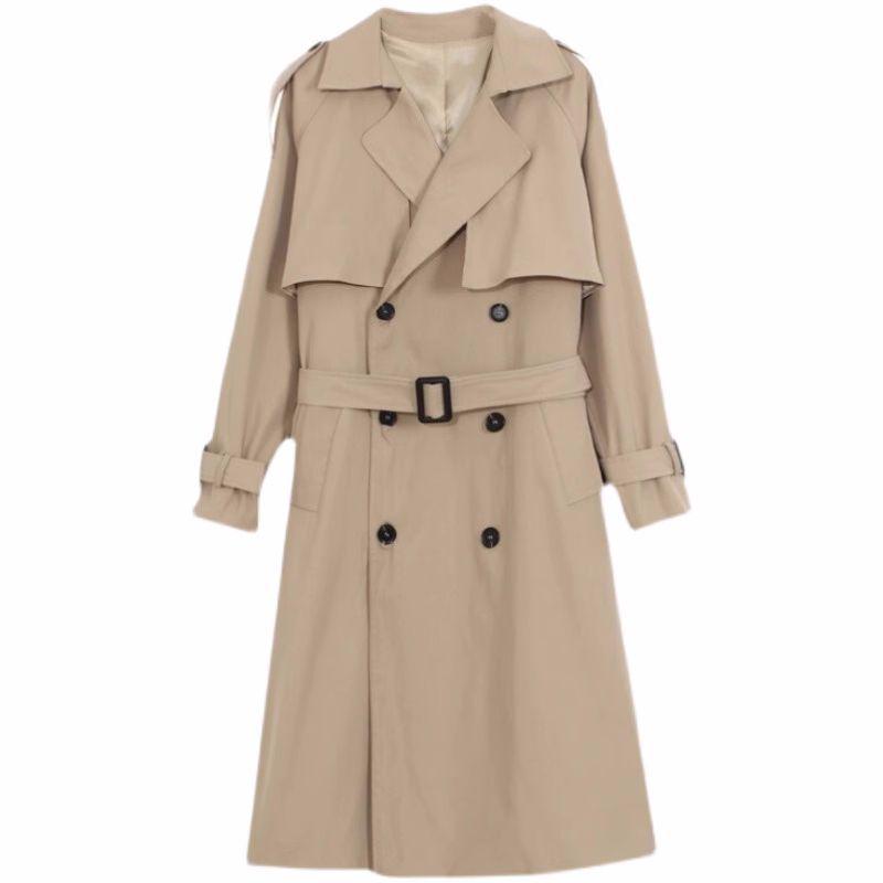 2025 Autumn Mid-Length British Korean Over-the-Knee Trench Coat for Women