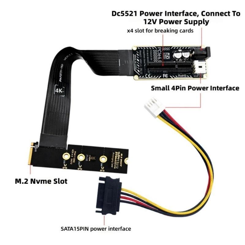 M-Key NVMe zu PCIe 4.0 Verlängerungskabel-Adapter Datenübertragungsplatine für 2230 2242 2260 2280 Grafikkarte