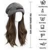 WTB Hat Wig Integrated Synthetic Wig Women Fashion Autumn And Winter Gray Warm Wool Knitted Hat Long Curly Wig Hat