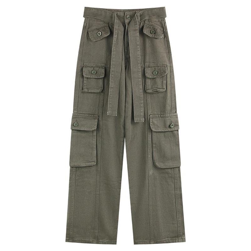 Wide Leg Bukser Jeans Bukser Dame Overall Denim Multi Pocket