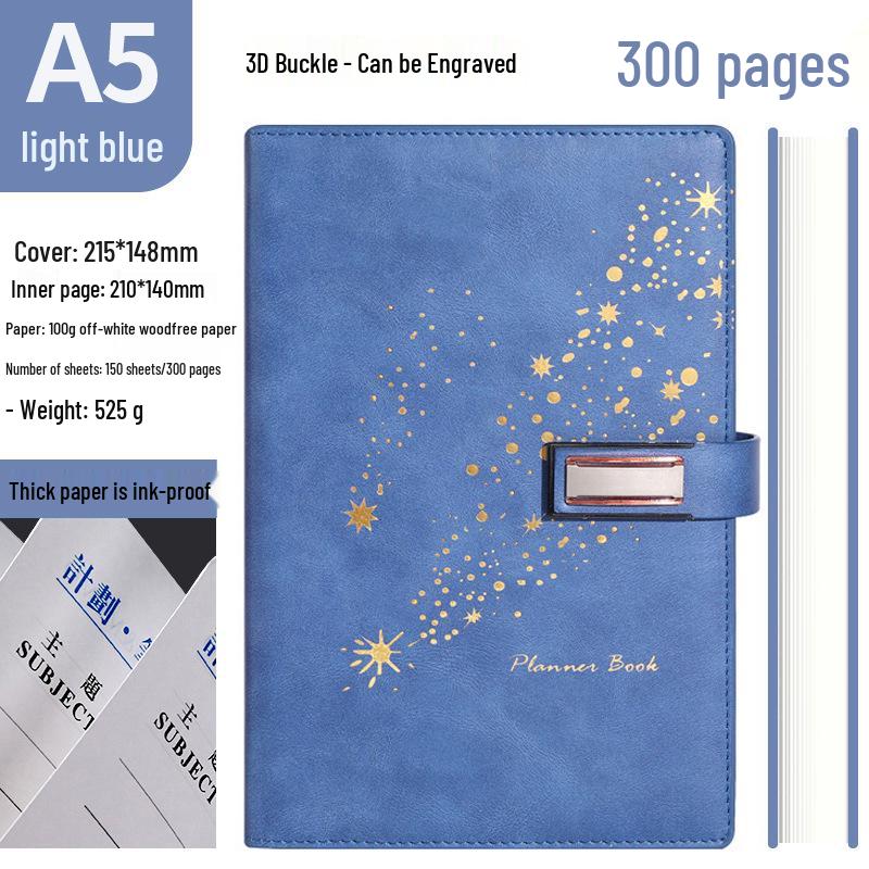 Set de regalo de cuaderno Star Double Line 2026: Libro de registro de reuniones de negocios y oficina de mayor grosor