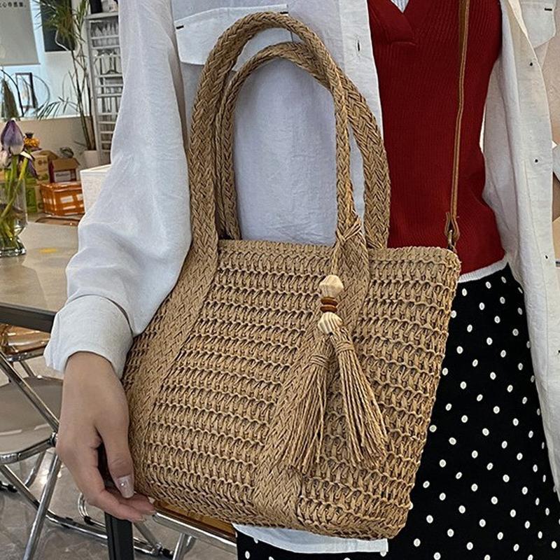 Summer Large Capacity Straw Weaving Tote Bag Women'S Shoulder Bags Crossbody Bag