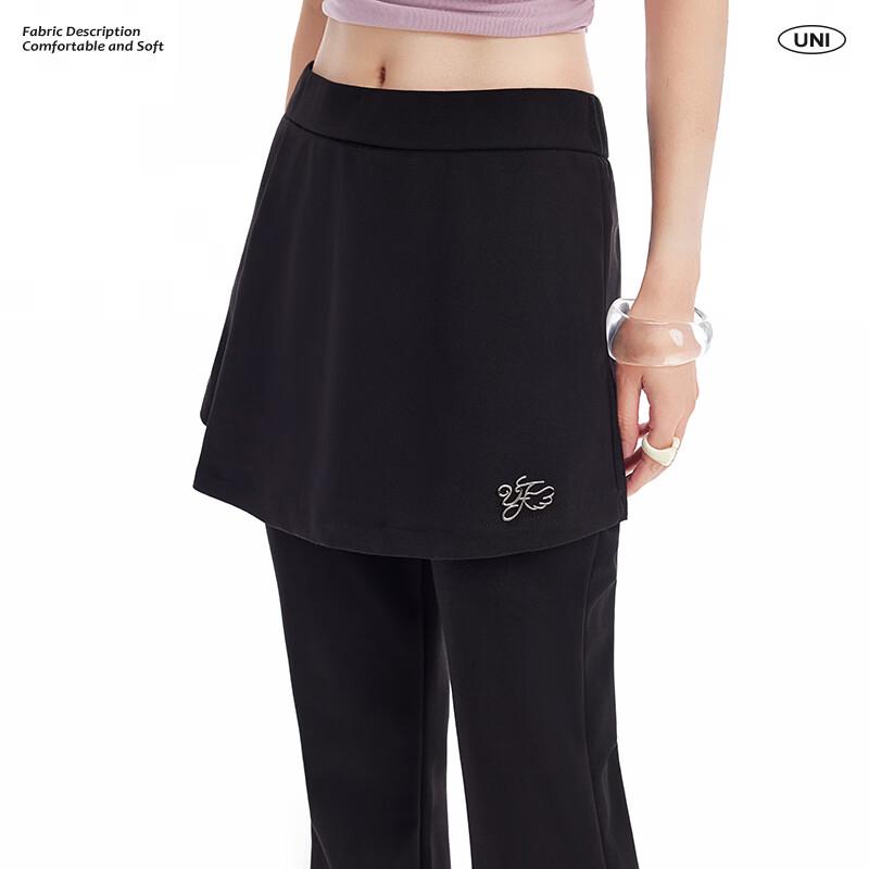 unifree 2026 Spring Sweet & Edgy Faux Two-Piece Patchwork Micro-Flare Casual Pants