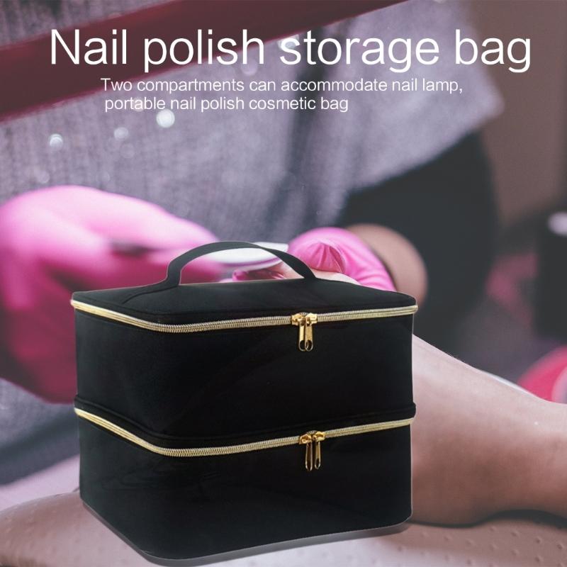 Nagellack Aufbewahrungsbox Doppelschichtige Tragetasche Nagellack Tragbare Organizer Tasche Stoßdämpfung Nagelset Zubehör