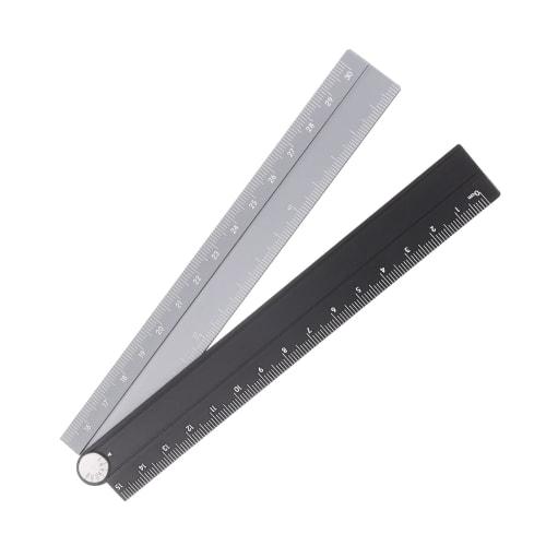 uxcell 30cm Folding Aluminum Alloy Ruler with Angle Line for Measuring Length and Angle, Metric, for Study, Classroom, Architectural Design, and Offic