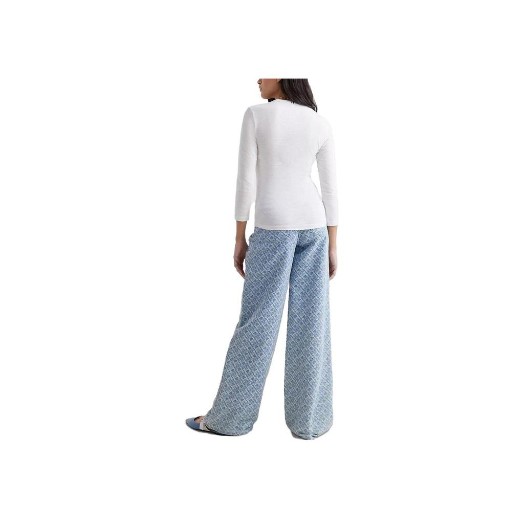 Tommy Hilfiger Solid Color Round Neck Slim Fit Long Sleeve T-Shirt Women tops White WW37861-YBL