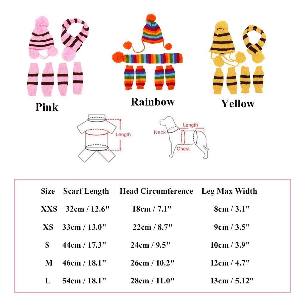 6Pcs/Set Cosplay Dressing Up Stripe Knitted Puppy Costume Pet Warm Hat Scarf Dog Socks Cat Clothes