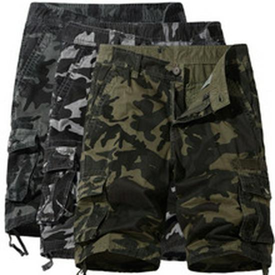 Men's Large Camouflage Multi-Pocket Loose Work Shorts