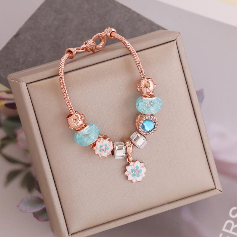 Pandora Cristal Argintiu Oțel Brățară Charm Colorată Pentru Femei Brățar Moda Bijuterii Accesorii